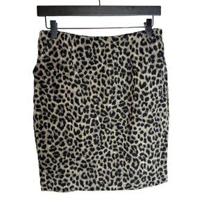 Cabi Skirt Womens Leopard Animal Print Pencil Size 6 S Tan Black Stretch Career